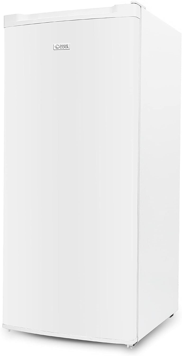 Commercial Cool Upright Freezer, Stand Up Freezer 5 Cu Ft with Reversible Door, White