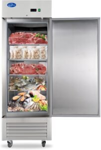 27" Reach-in Commercial Freezer with 2 Solid Door & 4 Shelves, 23 Cu.ft Stainless Steel Freezer Fan Cooling Freezer for Restaurant, Bar, Home, Shop, and Business