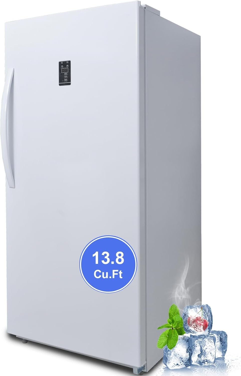 SMETA Stand Up Upright Freezer 13.8 Cuft, Deep Freezer Upright Frost Free Standing Garage Ready Standup Freezerless Refrigerator with Glass Shelves, Convertible Vertical Freezer 14 Cu Ft, White
