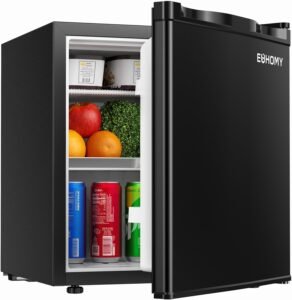 EUHOMY 1.7 Cu.Ft Mini Fridge, Reversible Single Door Compact Refrigerator, Adjustable Thermostat, Energy Saving, Mini Fridge for Bedroom, Office, Dorm, Black
