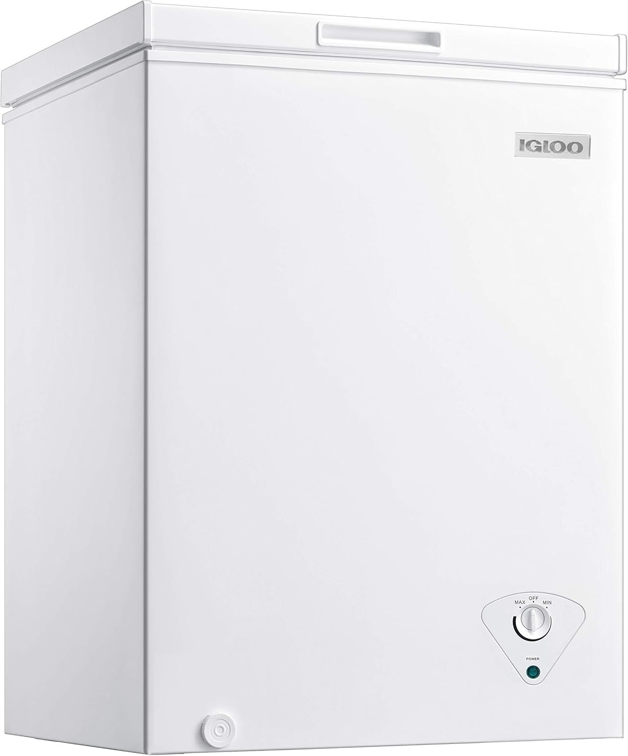 Igloo 5.0 Cu. Ft. Chest Freezer With Removable Basket, Free-Standing Door Temperature Ranges From -10 to 10 F, Front Defrost Water Drain, Perfect for Homes, Garages, Basements, RVs, White
