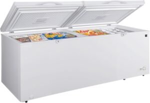 Kenmore 21 Cu. Ft. (595L) Convertible Chest Freezer/Refrigerator, Garage-Ready, Dual Lids, Keyed Safety Locks, LED Lights, Easy-Rolling Wheels, Manual Defrost, White, For Hunting Cabin Garage Cottage