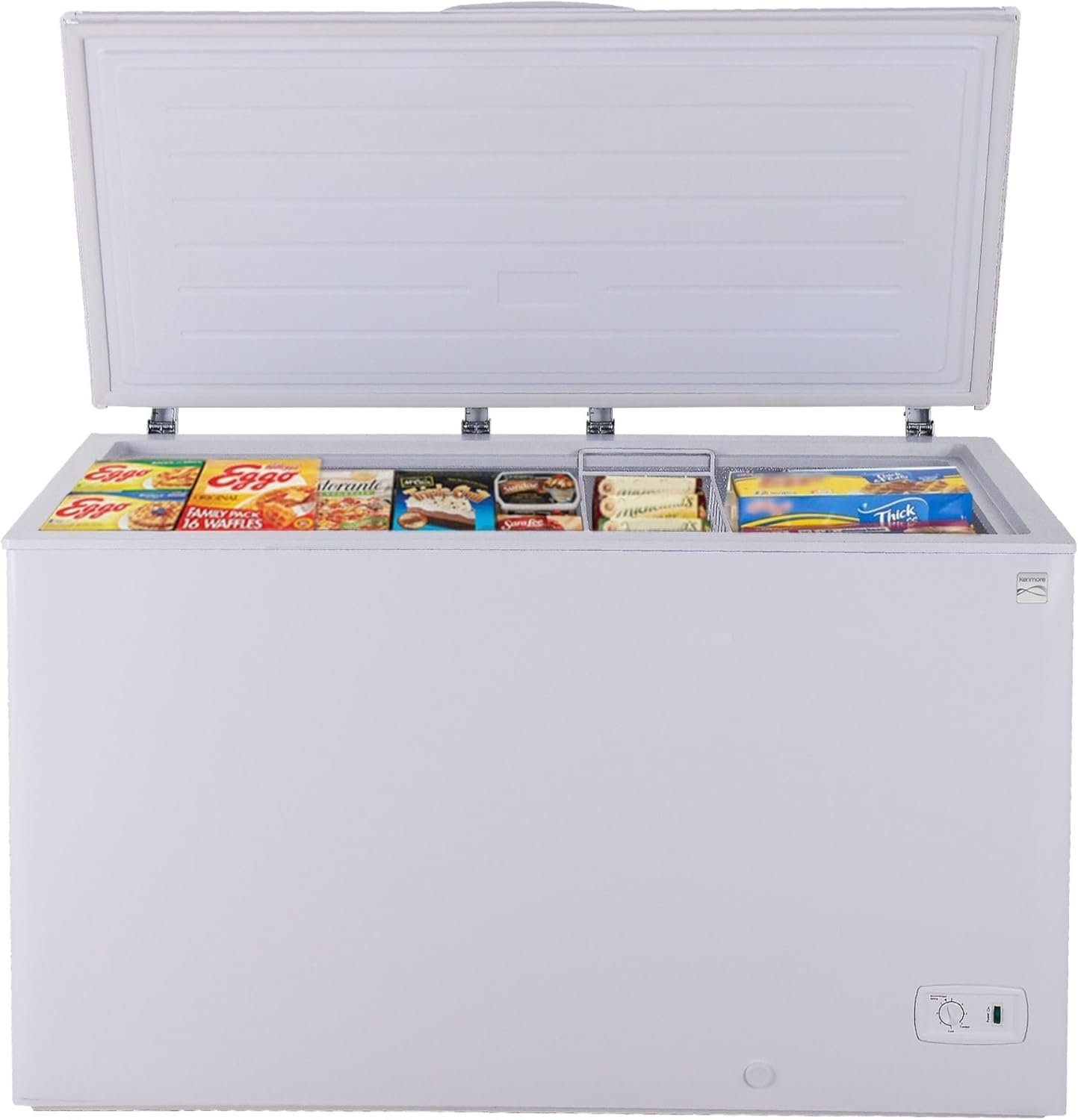 Kenmore Deep Freezer - Chest Freezer, 1 Basket, Garage Ready, Meat Storage, Front Drain, Congelador For Home, Apartment, Basement, Dorm, Shed, Cottage, Manual Defrost, Stand Up, 14.6 Cubic Feet, White