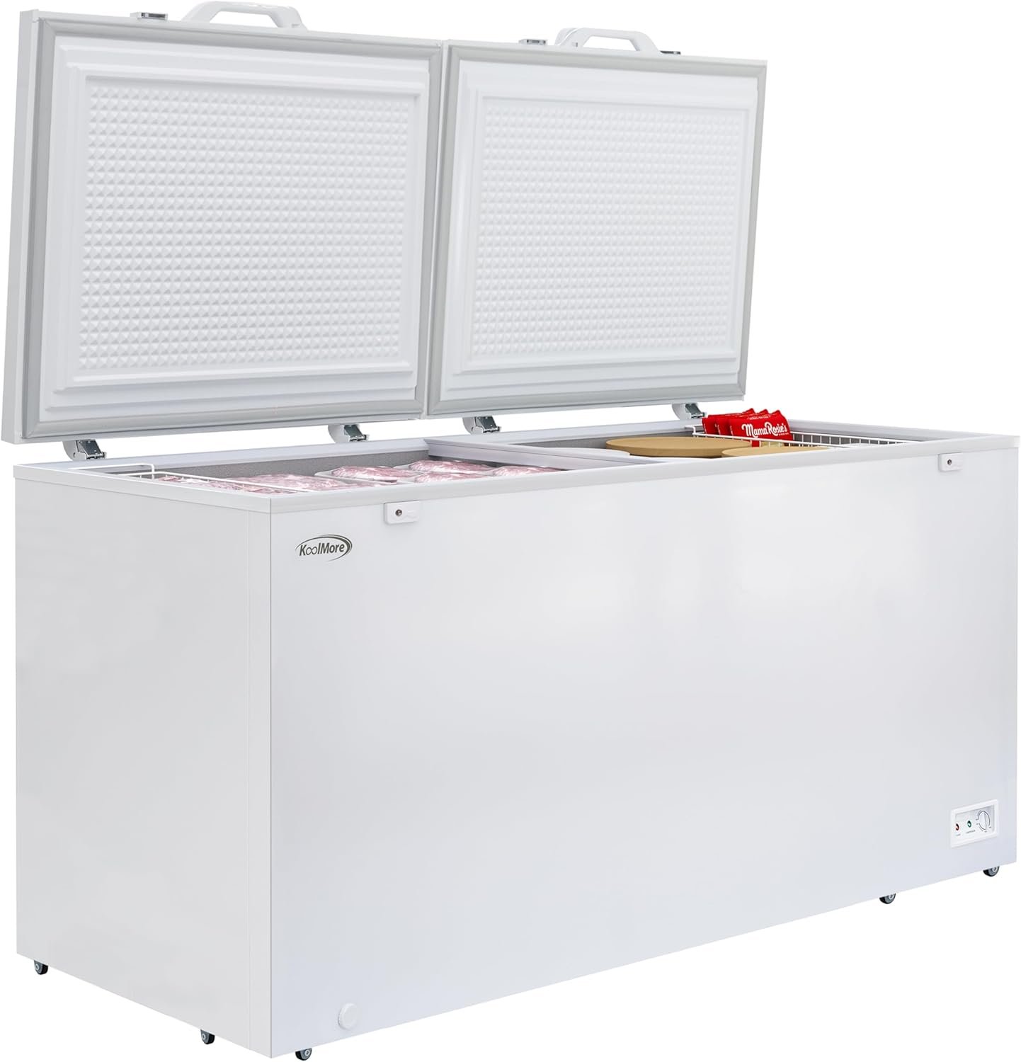 KoolMore KM-SCF-30C 79 in. Commercial Two-Door Chest Freezer, 30 Cu. Ft. in White, ETL Listed