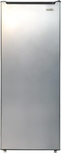 Frigidaire 7.0 Cu. Ft. Upright Convertible Fridge/Freezer, Reversible Door, Removable Glass Shelves, Adjustable Controls, Platinum Finish