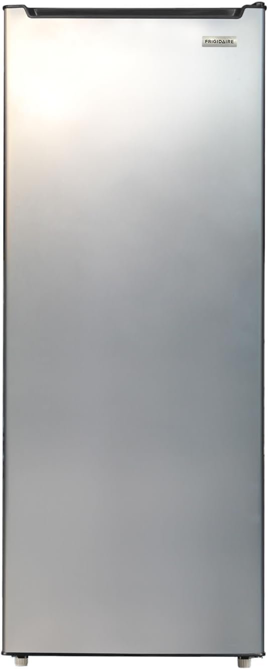 Frigidaire 7.0 Cu. Ft. Upright Convertible Fridge/Freezer, Reversible Door, Removable Glass Shelves, Adjustable Controls, Platinum Finish