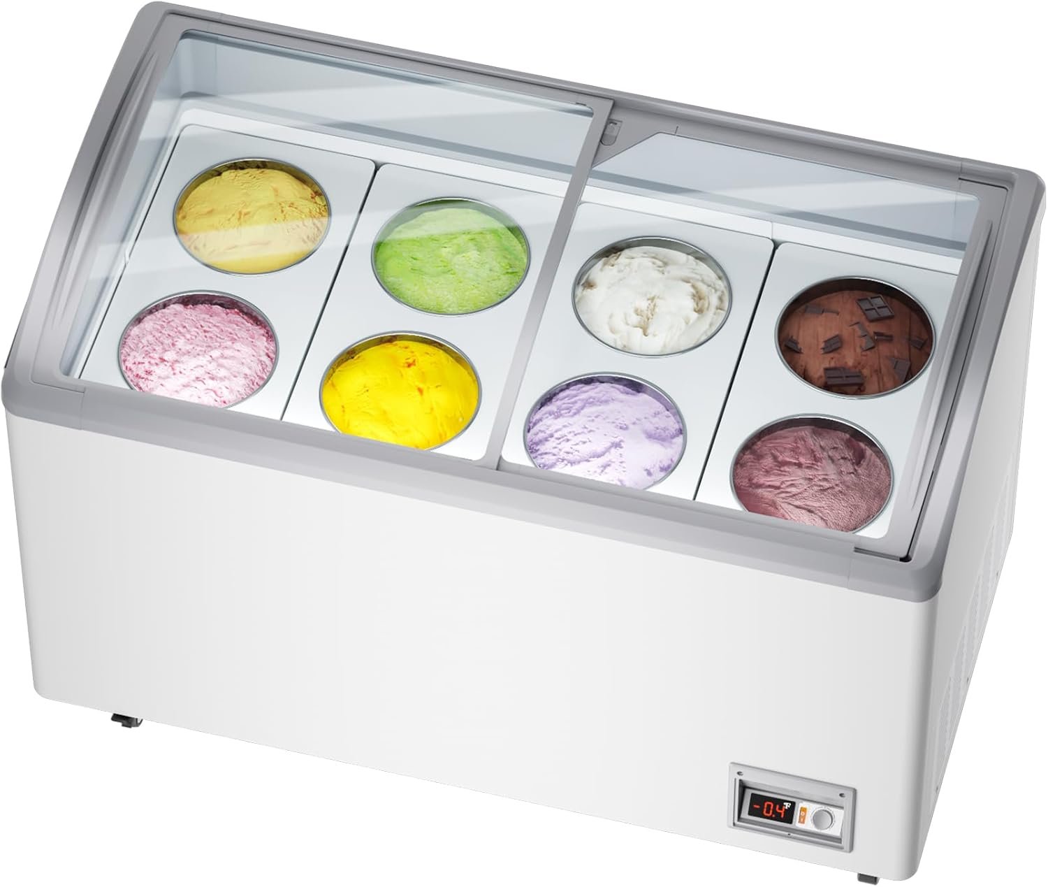 13 Cu.Ft Chest Freezer 51 in Commercial Ice Cream Display Case Restaurant Gelato Dipping Cabinet Top Deep Freezer with 8 * 3 Gallons Large Tubs