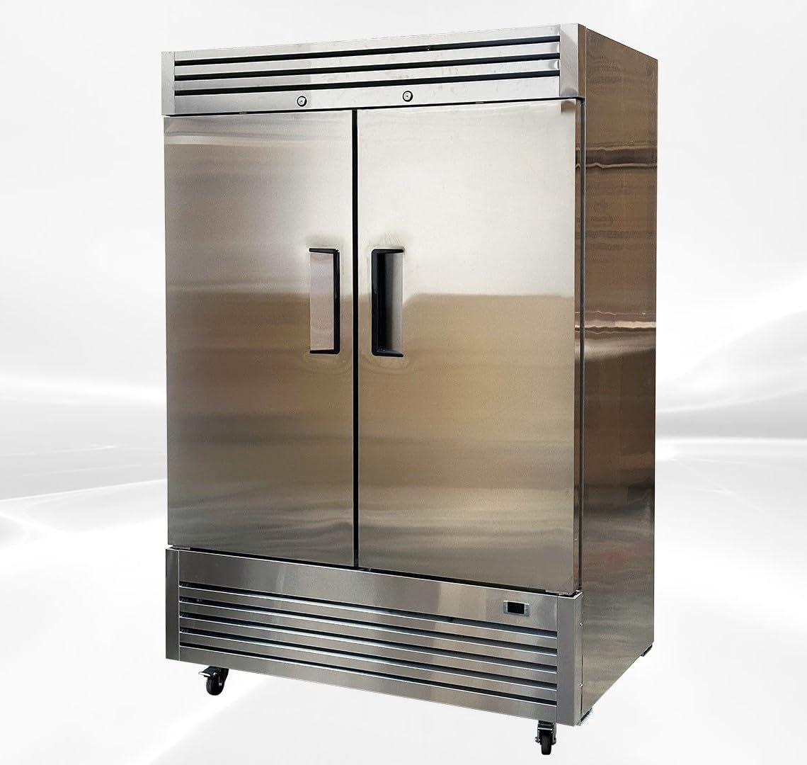 Commercial Reach-In 2-Door Freezer, ETL 49 cu.ft, Digital Temperature Control, Stainless Steel, 54W x 32D x 81H inches 13781