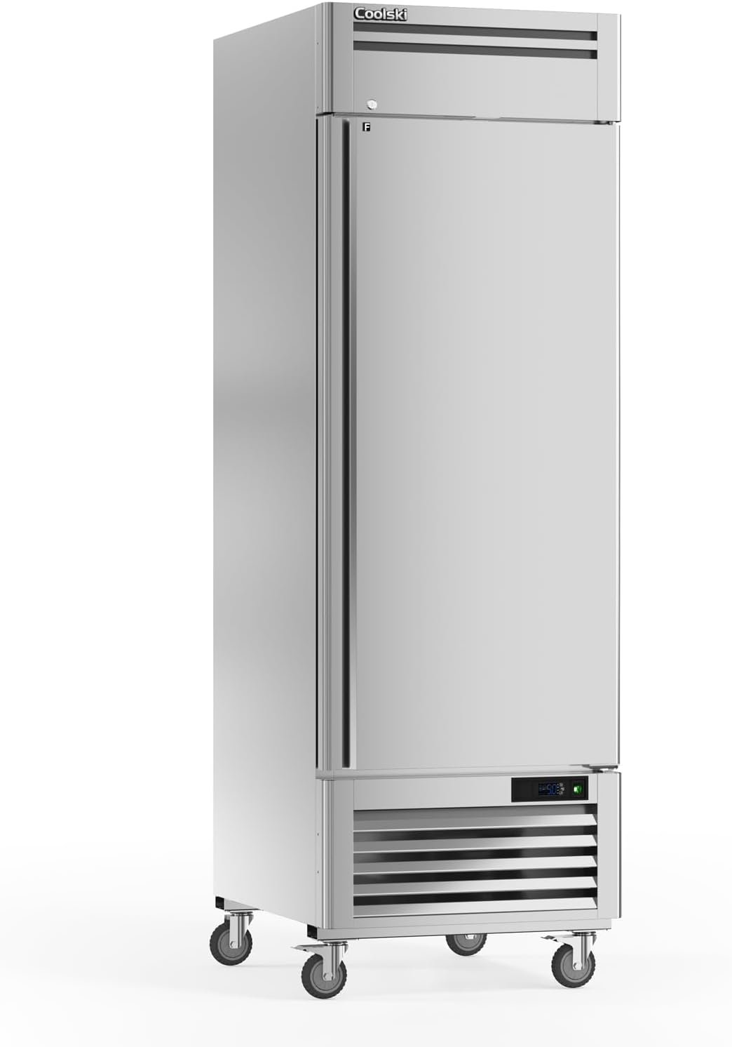 Coolski 27" W Commercial Freezer 1 Solid Door, 19.32 Cu.ft Reach-in Upright Stainless Steel Freezer, Fan Cooling, Auto-Defrost, LED Lighting