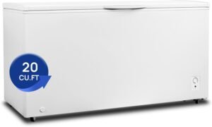 Garage Ready Freezer 20 Cu. Ft, Commercial Chest Freezer,Deep Freezer with Top Opening, 7 Level Temperature Control, Easy Defrost Drain, for Storage, Hunting, Large Family, with Wheels