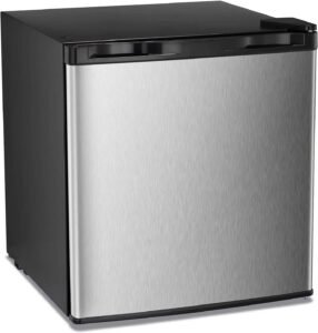 Antarctic Star Upright Freezer 1.1 Cu.ft, Compact Mini Freezer with Reversible Single Door, Temperature Control, Removable Shelves, Small freezer Stainless Steel for Home, Silver