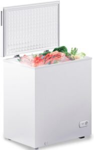 7.0 Cubic Feet Chest Freezer, White Deep Freezer with Removable Baskets, Free Standing Top Open Door Compact Freezer with Adjustable Temperature (7.0 Cu.Ft)