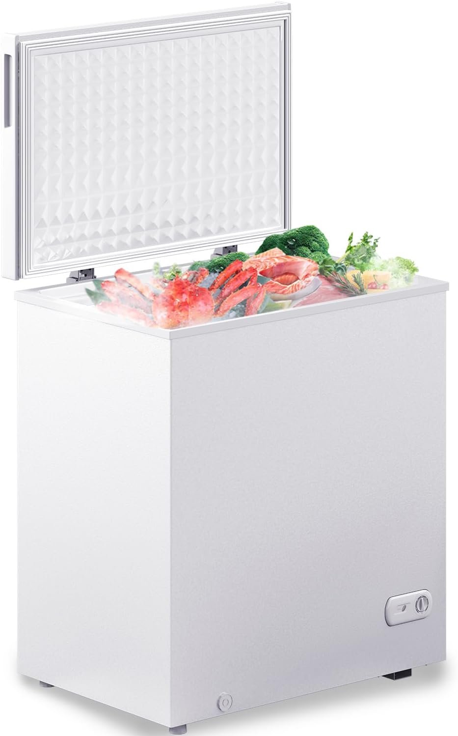 7.0 Cubic Feet Chest Freezer, White Deep Freezer with Removable Baskets, Free Standing Top Open Door Compact Freezer with Adjustable Temperature (7.0 Cu.Ft)