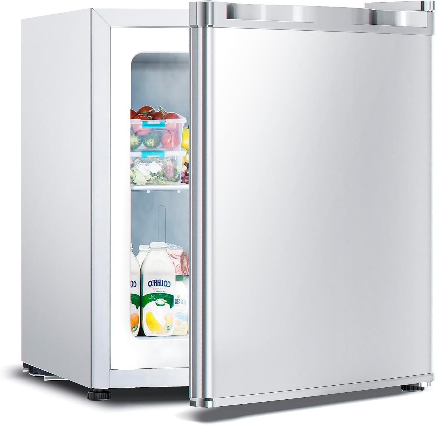 Electactic 1.2 Cu.ft Upright Freezer, Small Mini Freezer with Adjustable Thermostat, Removable Shelves, Reversible Single Door, for Bedroom/Home/Dorms/Apartment (White)