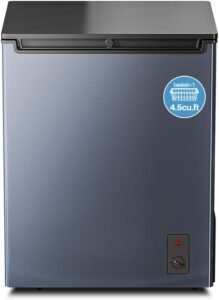 Cosanta 4.5 Cu. Ft. Chest Freezer, Top Door, Metal, Freestanding with Removable Basket, for Home Kitchen Office (BLACK, 4.5Cu.ft)