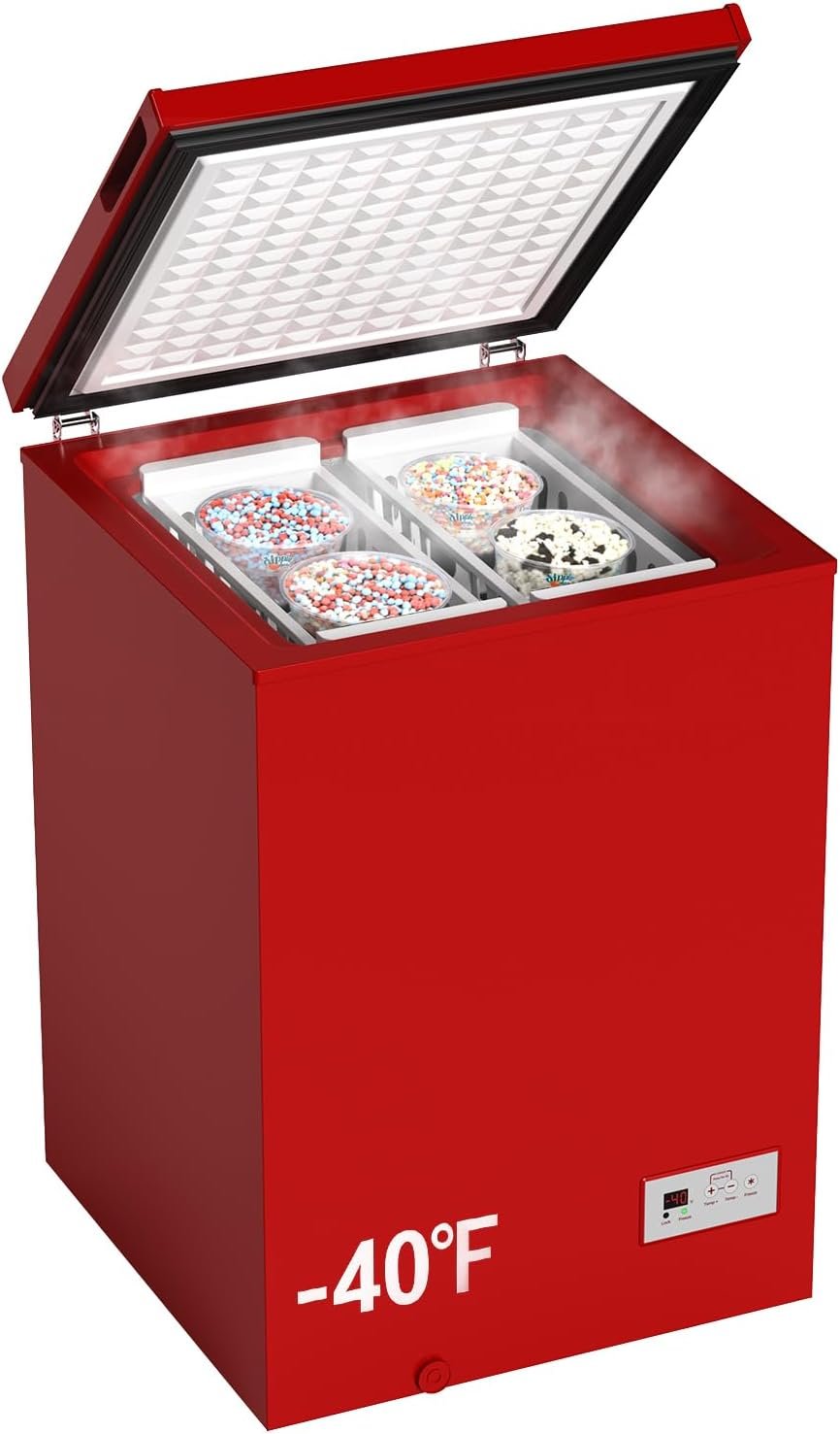 Low temperature Chest Freezer - 3.5 Cu Ft with 2 Removable Baskets - Reach In Freezer Chest 14℉ to -40℉ Match Day Parties, Home Bar Game Day &Soccer Party