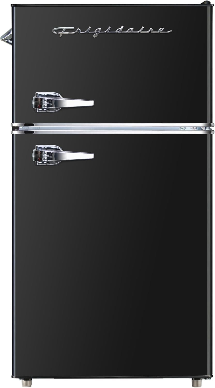 Frigidaire Retro Mini Fridge with Freezer & Side Bottle Opener-Small 2 Door Refrigerator for Office Bar or College Dorm Room-3.2 Cu Ft – 19"" D x 20.5" W x 33.5" H (Onyx)