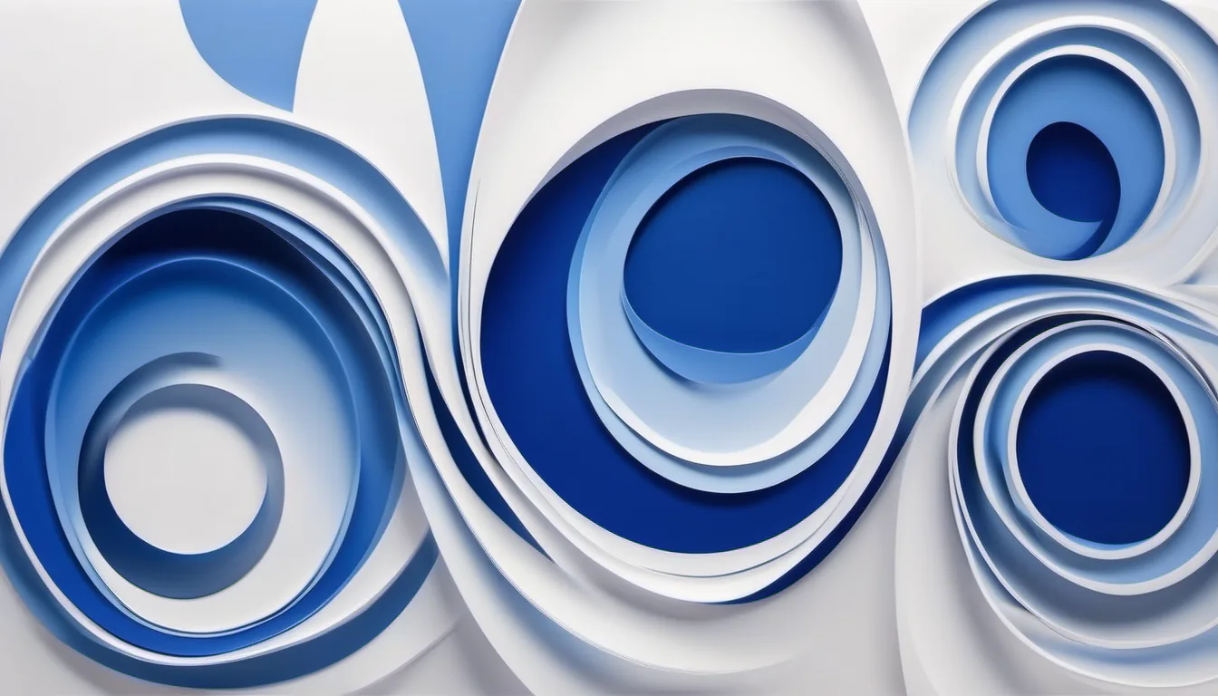 Abstract drifting ovals illustration in royal blue and powder blue on white — decorative header for How to Choose a Freezer | Step-by-Step Buying Guide