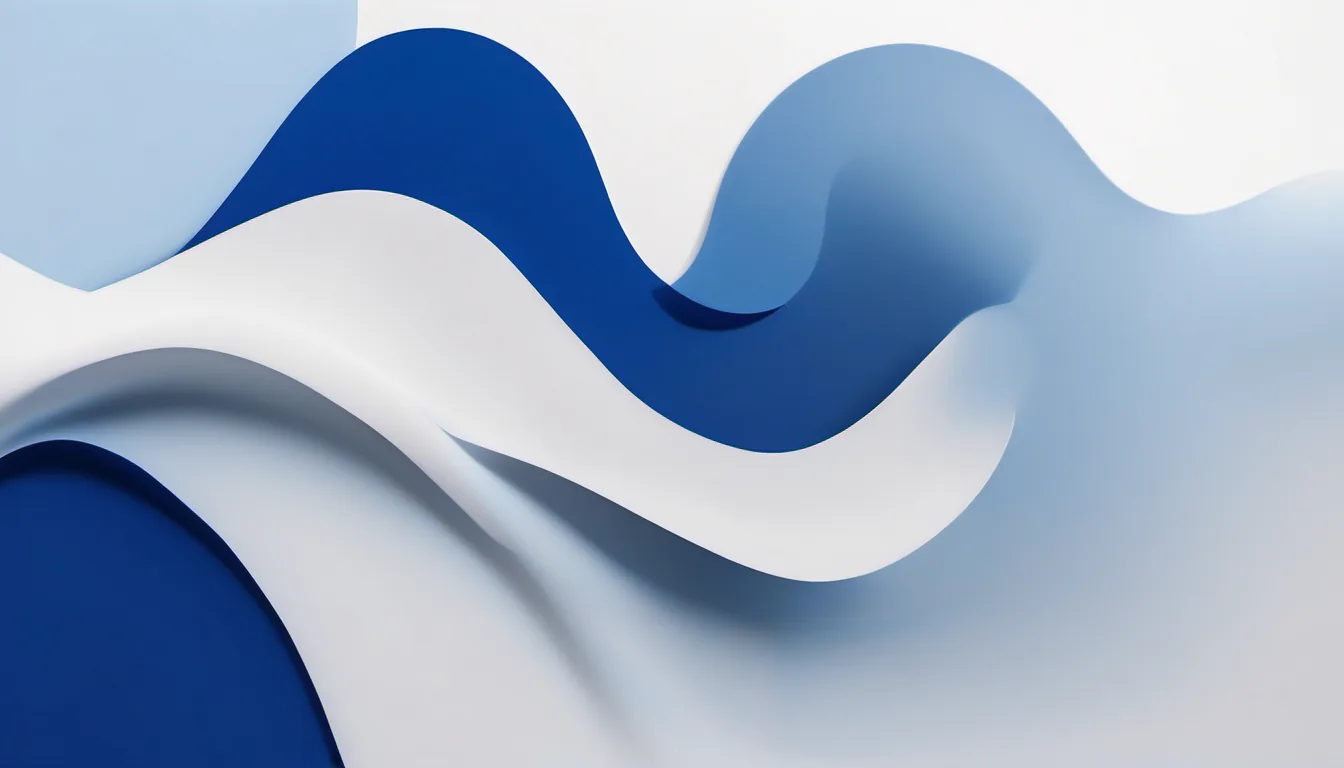 Abstract lifted band illustration in royal blue and powder blue on white — decorative header for Chest Freezers