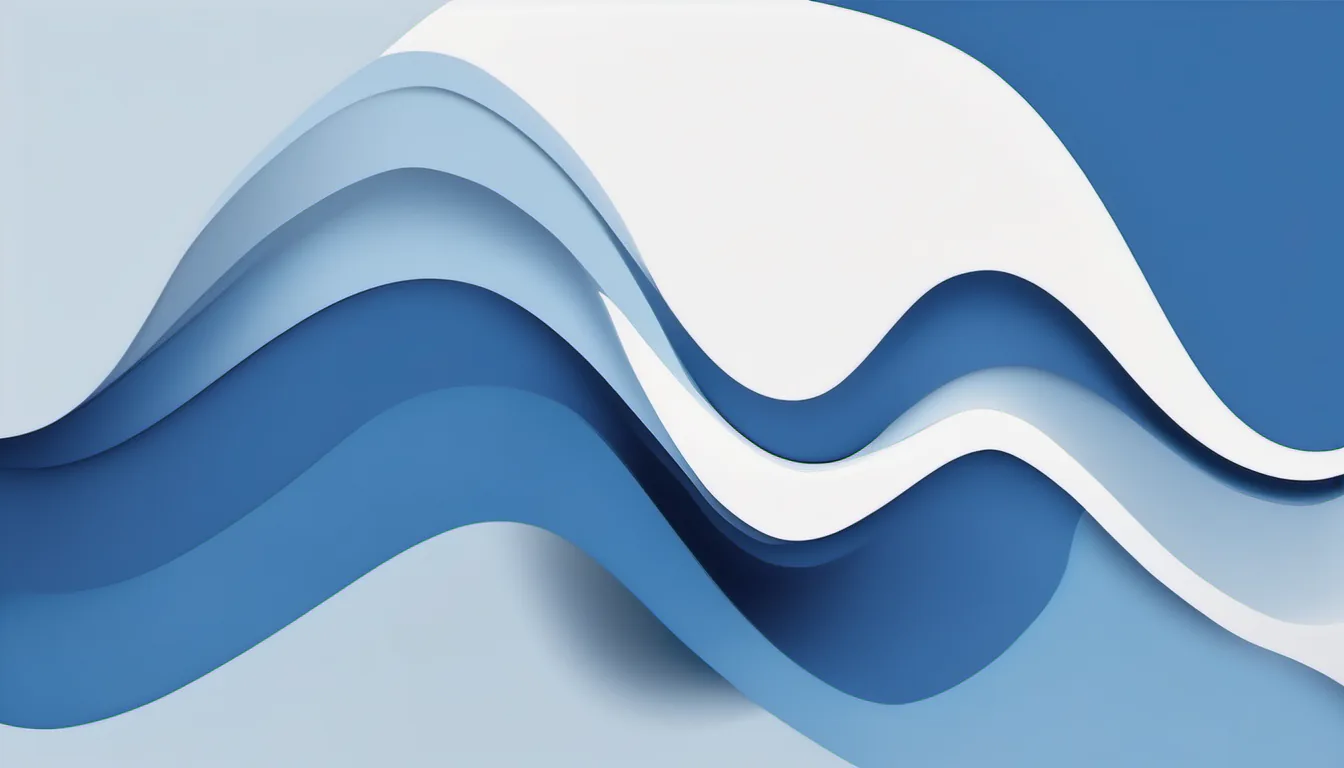 Abstract balanced blocks illustration in royal blue and powder blue on white — decorative header for Freezer Efficiency