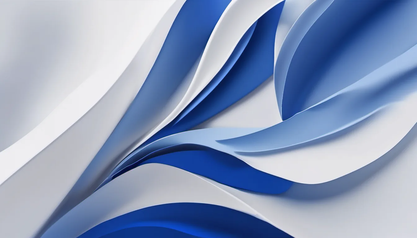 Abstract layered fans illustration in royal blue and powder blue on white — decorative header for Freezer Not Cooling Troubleshooting