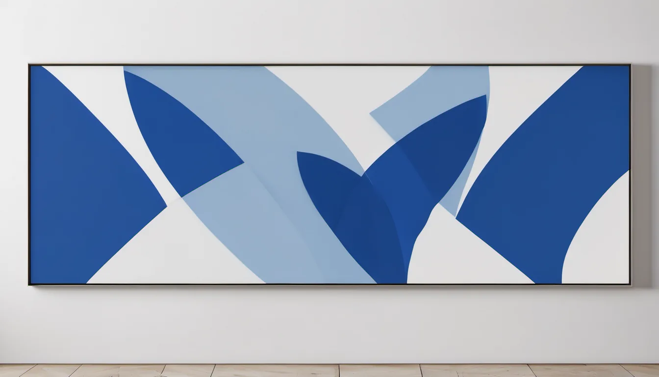 Abstract balanced blocks illustration in royal blue and powder blue on white — decorative header for Freezer Inventory System